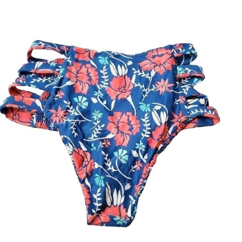 Tori praver Seafoam reversible high waisted ruched bikini bottoms small